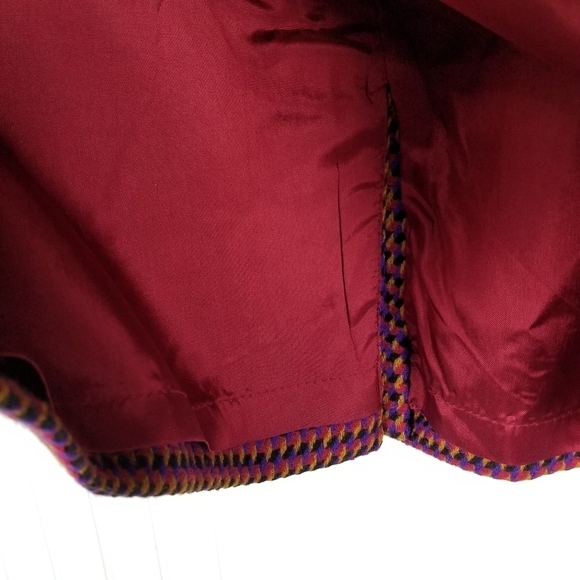 Evan Picone Women Wool Midi Pencil Skirt Vtg Size 12 Red Purple Artsy Secretary - Picture 10 of 11